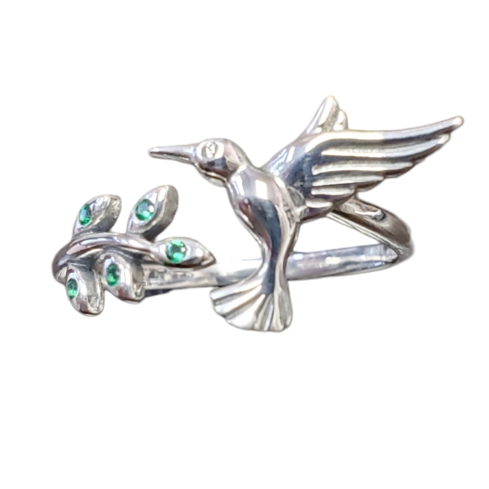 Sterling silver humming bird adjustable ring NWT